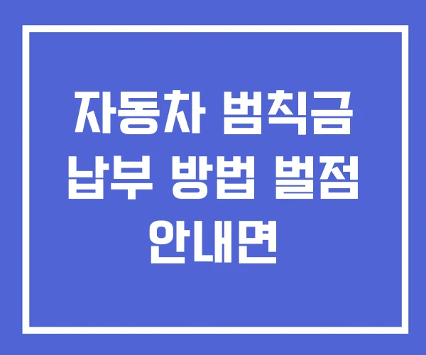 자동차 범칙금 납부 방법 벌점 안내면