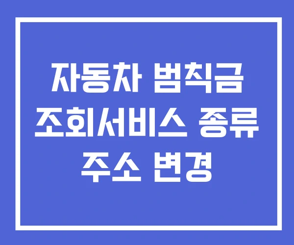 자동차 범칙금 조회서비스 종류 주소 변경