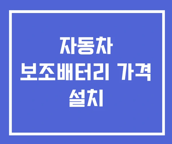 자동차 보조배터리 가격 설치