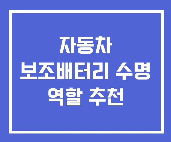 자동차 보조배터리 수명 역할 추천