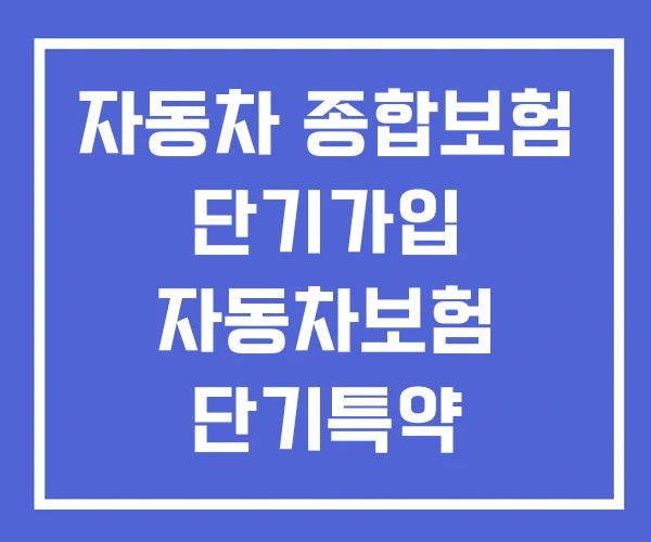 자동차 종합보험 단기가입 자동차보험 단기특약