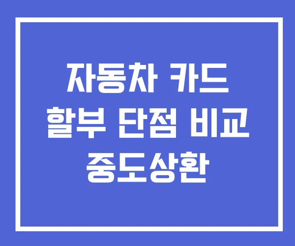 자동차 카드 할부 단점 비교 중도상환
