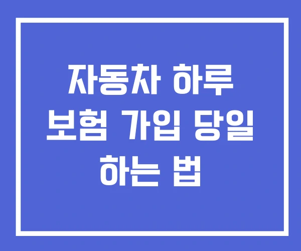 자동차 하루 보험 가입 당일 하는 법