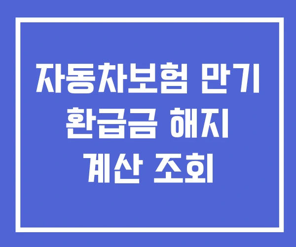 자동차보험 만기 환급금 해지 계산 조회