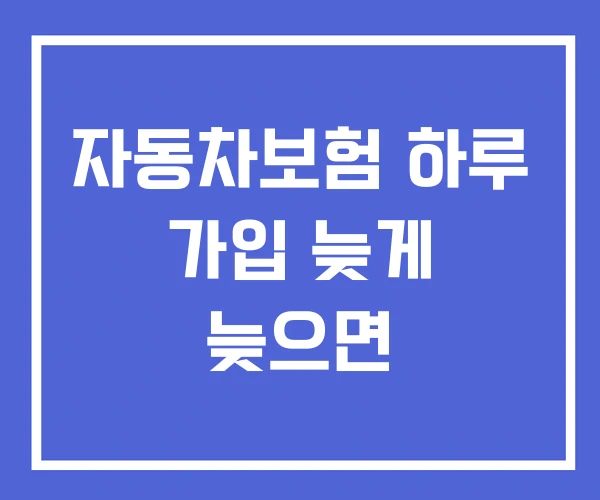 자동차보험 하루 가입 늦게 늦으면