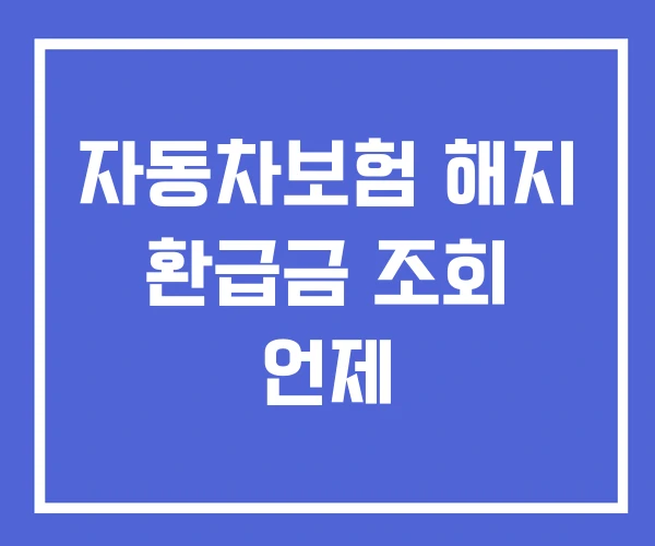 자동차보험 해지 환급금 조회 언제