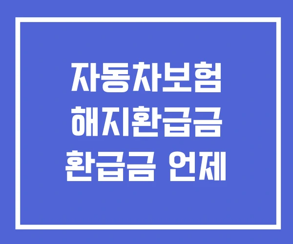 자동차보험 해지환급금 환급금 언제