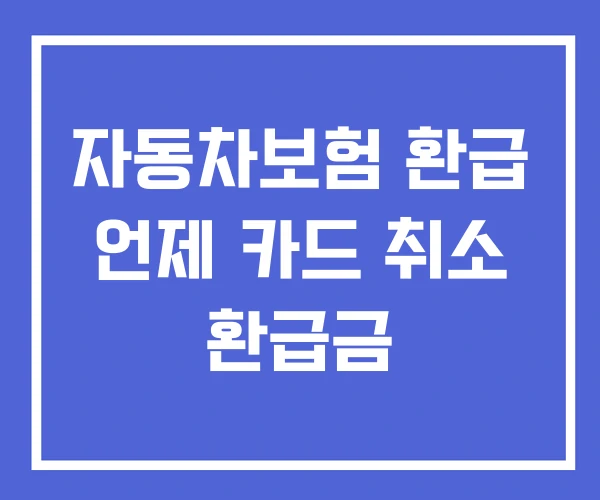 자동차보험 환급 언제 카드 취소 환급금