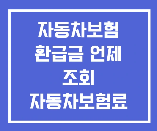 자동차보험 환급금 언제 조회 자동차보험료