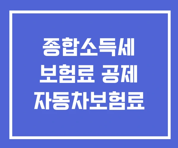 종합소득세 보험료 공제 자동차보험료