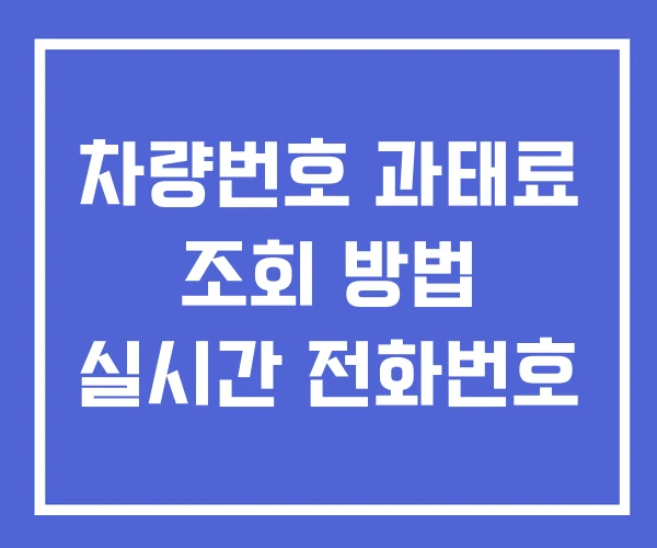 차량번호 과태료 조회 방법 실시간 전화번호