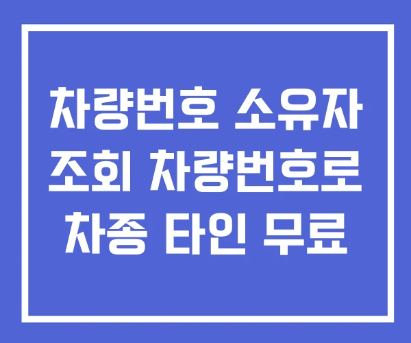 차량번호 소유자 조회 차량번호로 차종 타인 무료