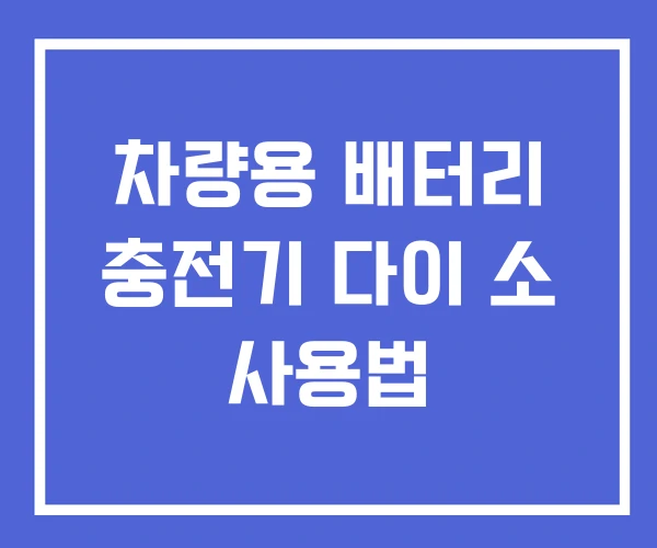 차량용 배터리 충전기 다이 소 사용법