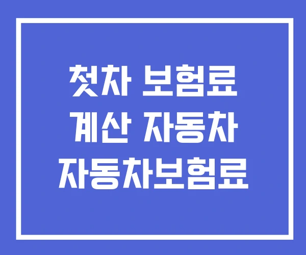 첫차 보험료 계산 자동차 자동차보험료