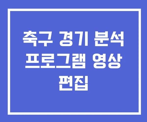 축구 경기 분석 프로그램 영상 편집