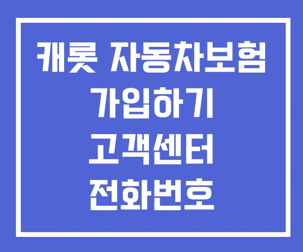 캐롯 자동차보험 가입하기 고객센터 전화번호