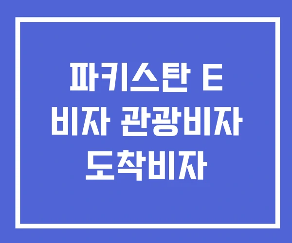 파키스탄 E 비자 관광비자 도착비자