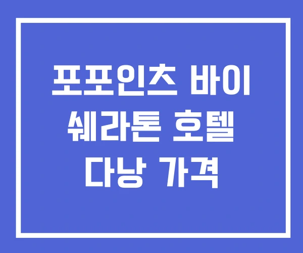 포포인츠 바이 쉐라톤 호텔 다낭 가격