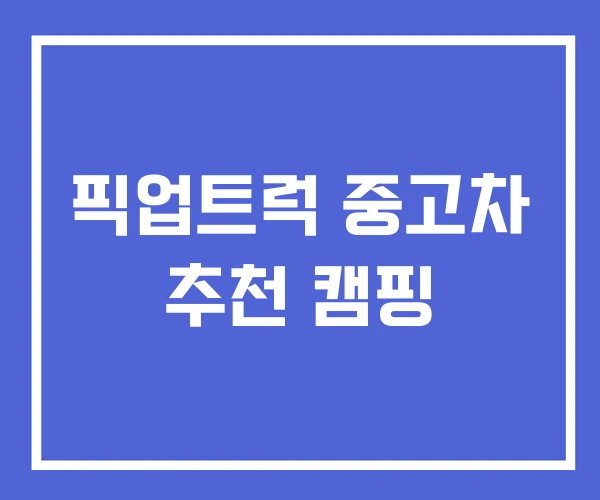 픽업트럭 중고차 추천 캠핑