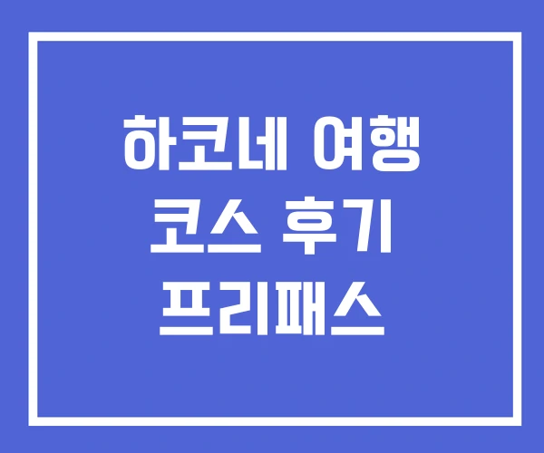 하코네 여행 코스 후기 프리패스