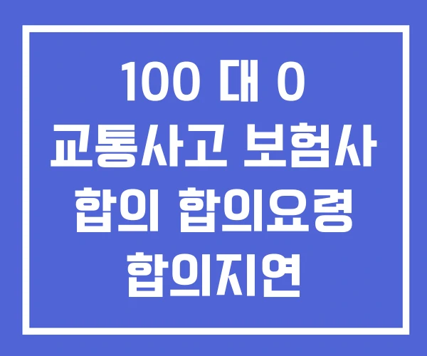 100 대 0 교통사고 보험사 합의 합의요령 합의지연 100 대 0 교통사고 보험사 합의 합의요령 합의지연