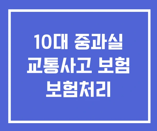 10대 중과실 교통사고 보험 보험처리