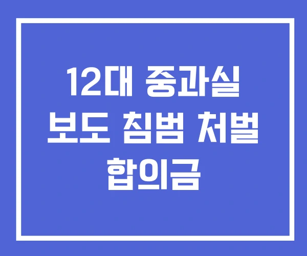 12대 중과실 보도 침범 처벌 합의금
