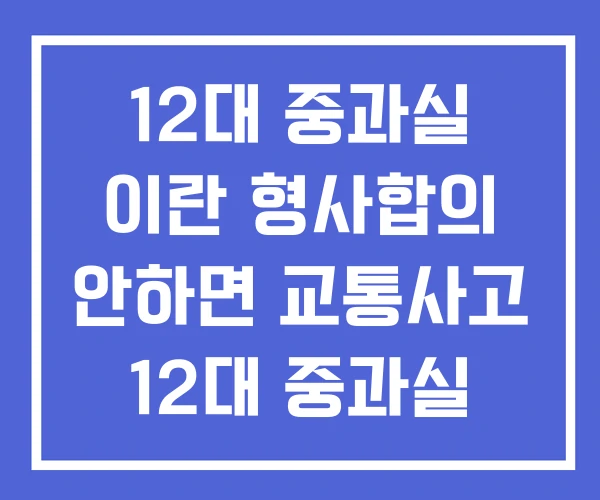 12대 중과실 이란 형사합의 안하면 교통사고 12대 중과실 12대 중과실 이란 형사합의 안하면 교통사고 12대 중과실