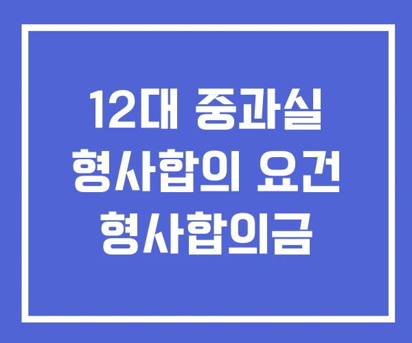 12대 중과실 형사합의 요건 형사합의금