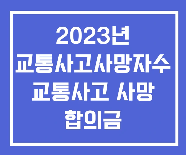 2023년 교통사고사망자수 교통사고 사망 합의금 2023년 교통사고사망자수 교통사고 사망 합의금