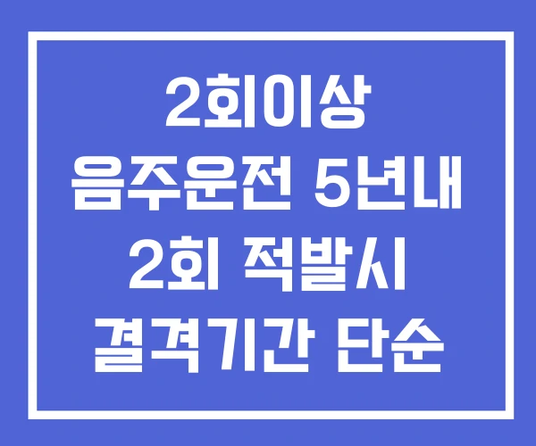 2회이상 음주운전 5년내 2회 적발시 결격기간 단순