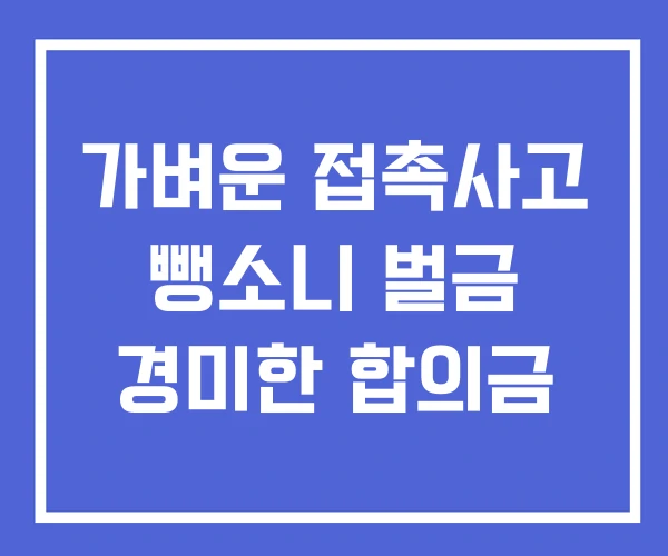가벼운 접촉사고 뺑소니 벌금 경미한 합의금