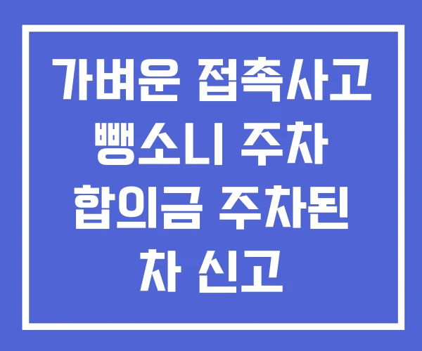 가벼운 접촉사고 뺑소니 주차 합의금 주차된 차 신고