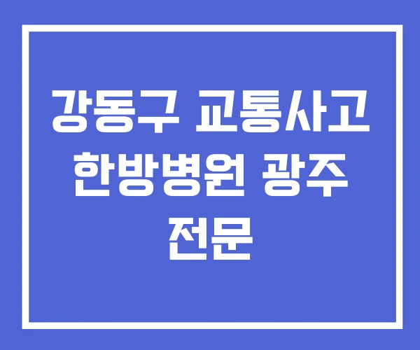강동구 교통사고 한방병원 광주 전문