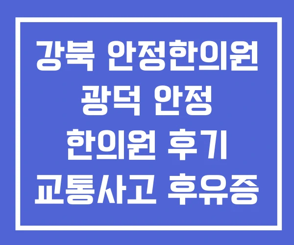 강북 안정한의원 광덕 안정 한의원 후기 교통사고 후유증