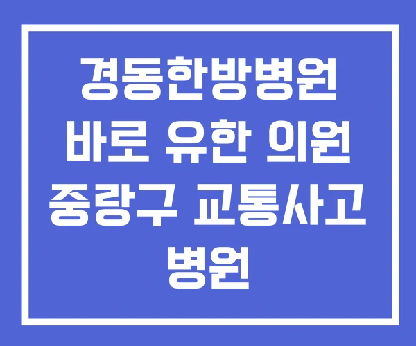 경동한방병원 바로 유한 의원 중랑구 교통사고 병원 경동한방병원 바로 유한 의원 중랑구 교통사고 병원