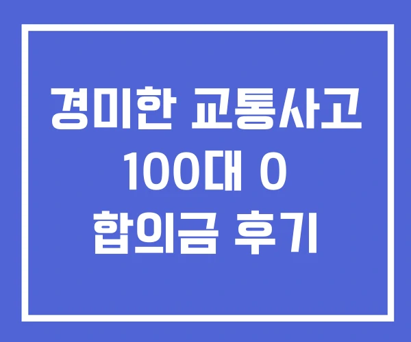 경미한 교통사고 100대 0 합의금 후기