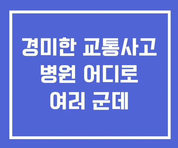 경미한 교통사고 병원 어디로 여러 군데