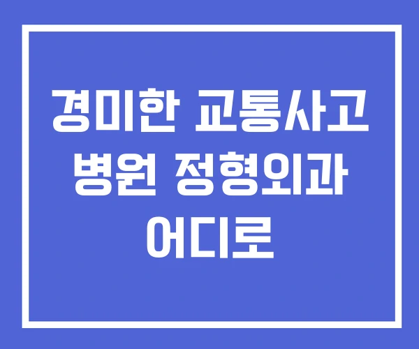 경미한 교통사고 병원 정형외과 어디로