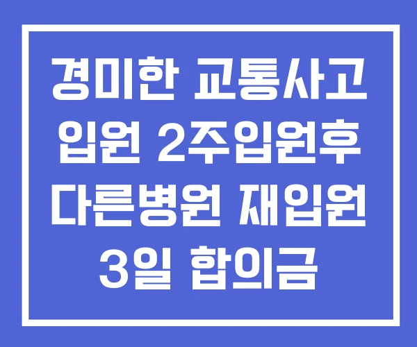 경미한 교통사고 입원 2주입원후 다른병원 재입원 3일 합의금