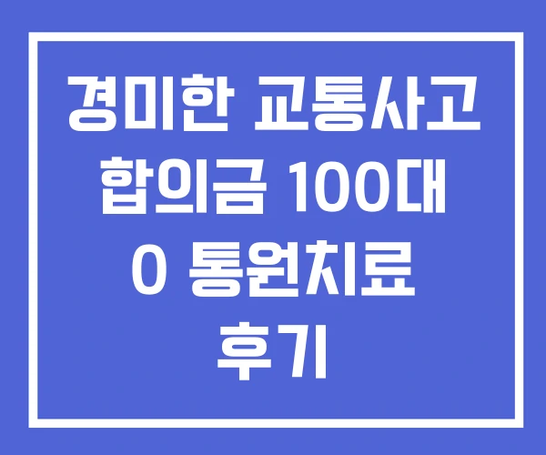 경미한 교통사고 합의금 100대 0 통원치료 후기 경미한 교통사고 합의금 100대 0 통원치료 후기