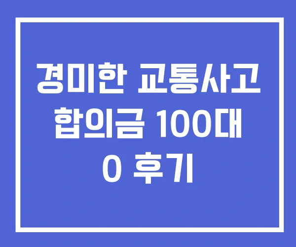 경미한 교통사고 합의금 100대 0 후기