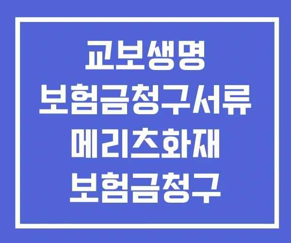 교보생명 보험금청구서류 메리츠화재 보험금청구 보험금 청구
