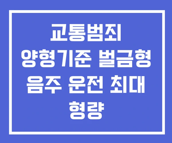 교통범죄 양형기준 벌금형 음주 운전 최대 형량 교통범죄 양형기준 벌금형 음주 운전 최대 형량