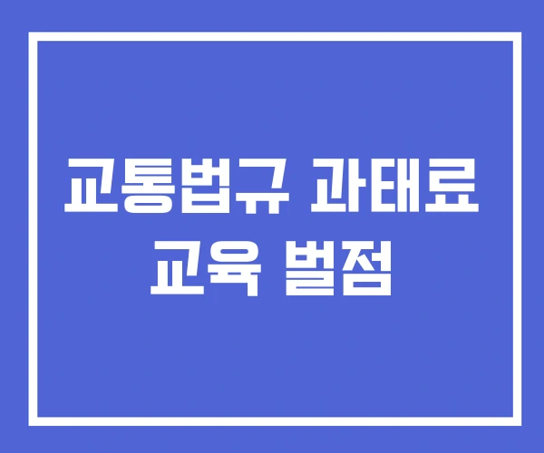 교통법규 과태료 교육 벌점