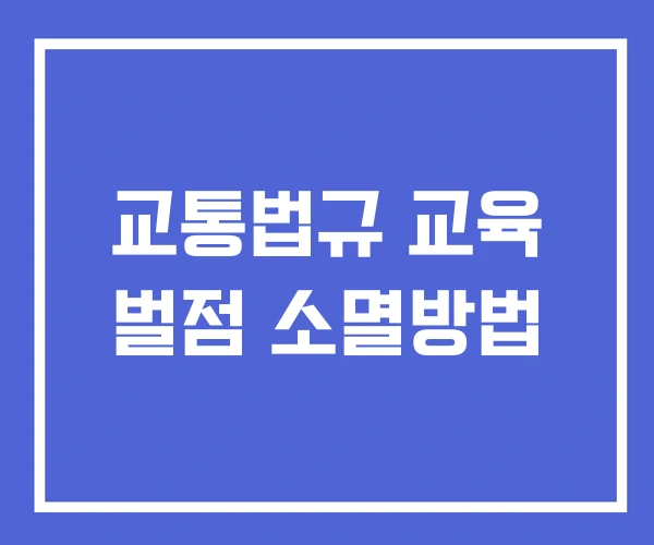 교통법규 교육 벌점 소멸방법 교통법규 교육 벌점 소멸방법