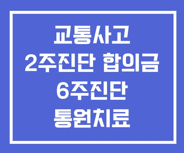 교통사고 2주진단 합의금 6주진단 통원치료 교통사고 2주진단 합의금 6주진단 통원치료