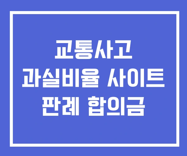 교통사고 과실비율 사이트 판례 합의금