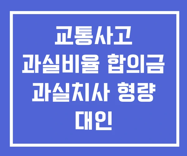 교통사고 과실비율 합의금 과실치사 형량 대인