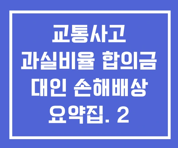 교통사고 과실비율 합의금 대인 손해배상 요약집. 2